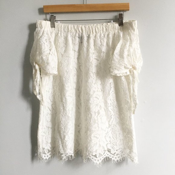 Lulu's Ethereal View Ivory Lace Off Shoulder Top - Picture 2 of 8